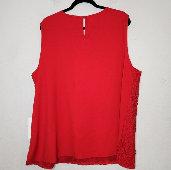 Lane Bryant Heart Lace Crochet Sleeveless Red Top Women's Plus Size 22 - Picture 5 of 14